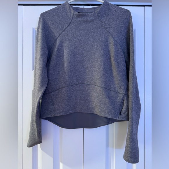 Lululemon Gray Cropped Pullover Mock Neck Long Sleeve Top - Picture 2 of 12